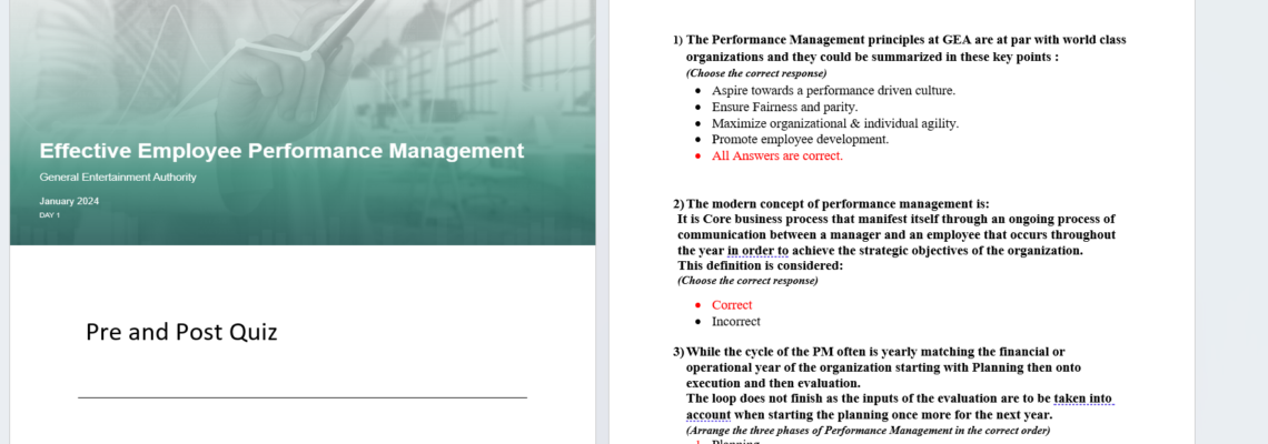 Powerpoints and pre&post quiz about performance management